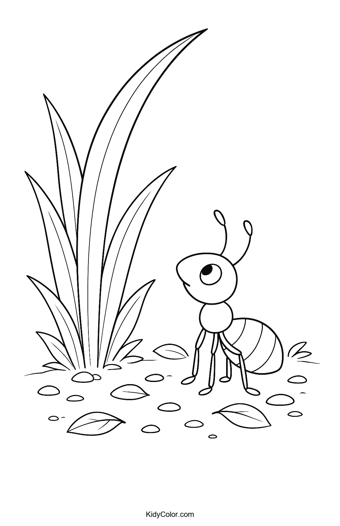 Ant and grasshoppers in a peaceful setting
