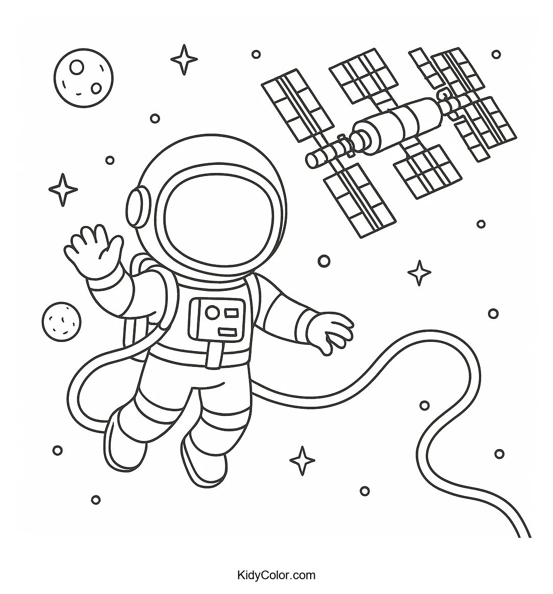 Astronaut floating in outer space.
