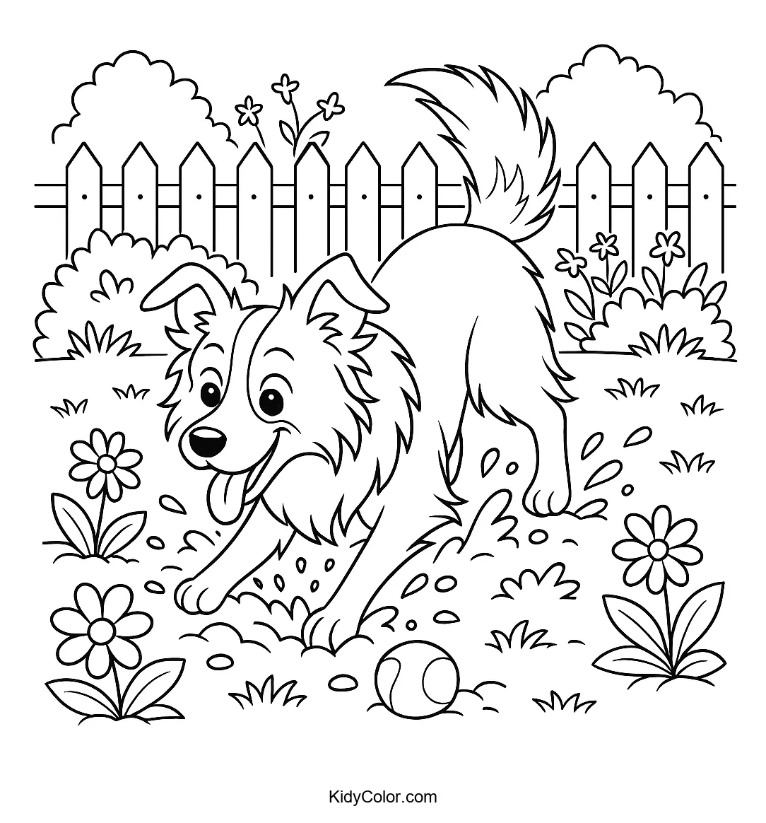 Border Collie Digging in the Garden