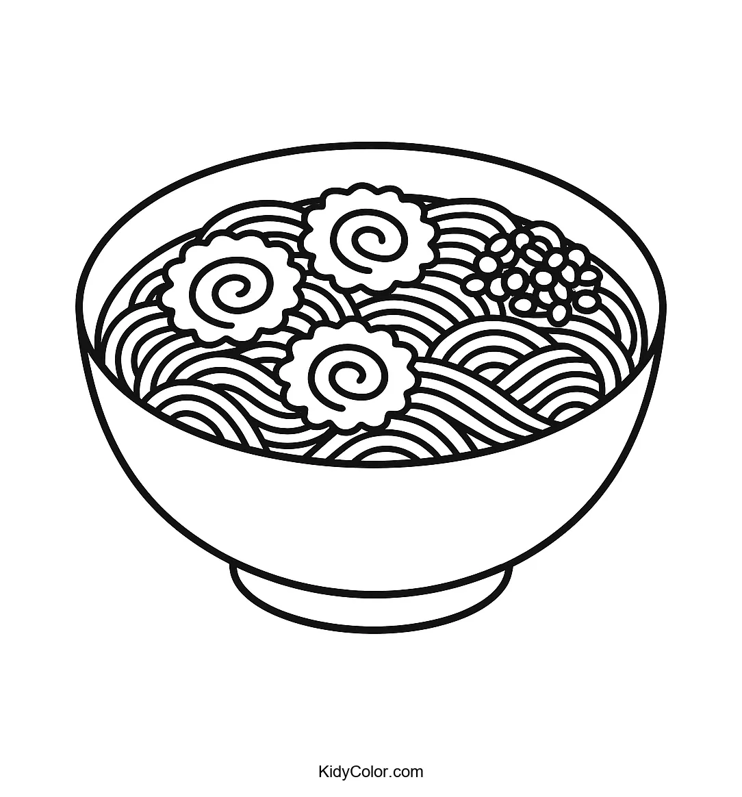 Line art of a bowl of ramen