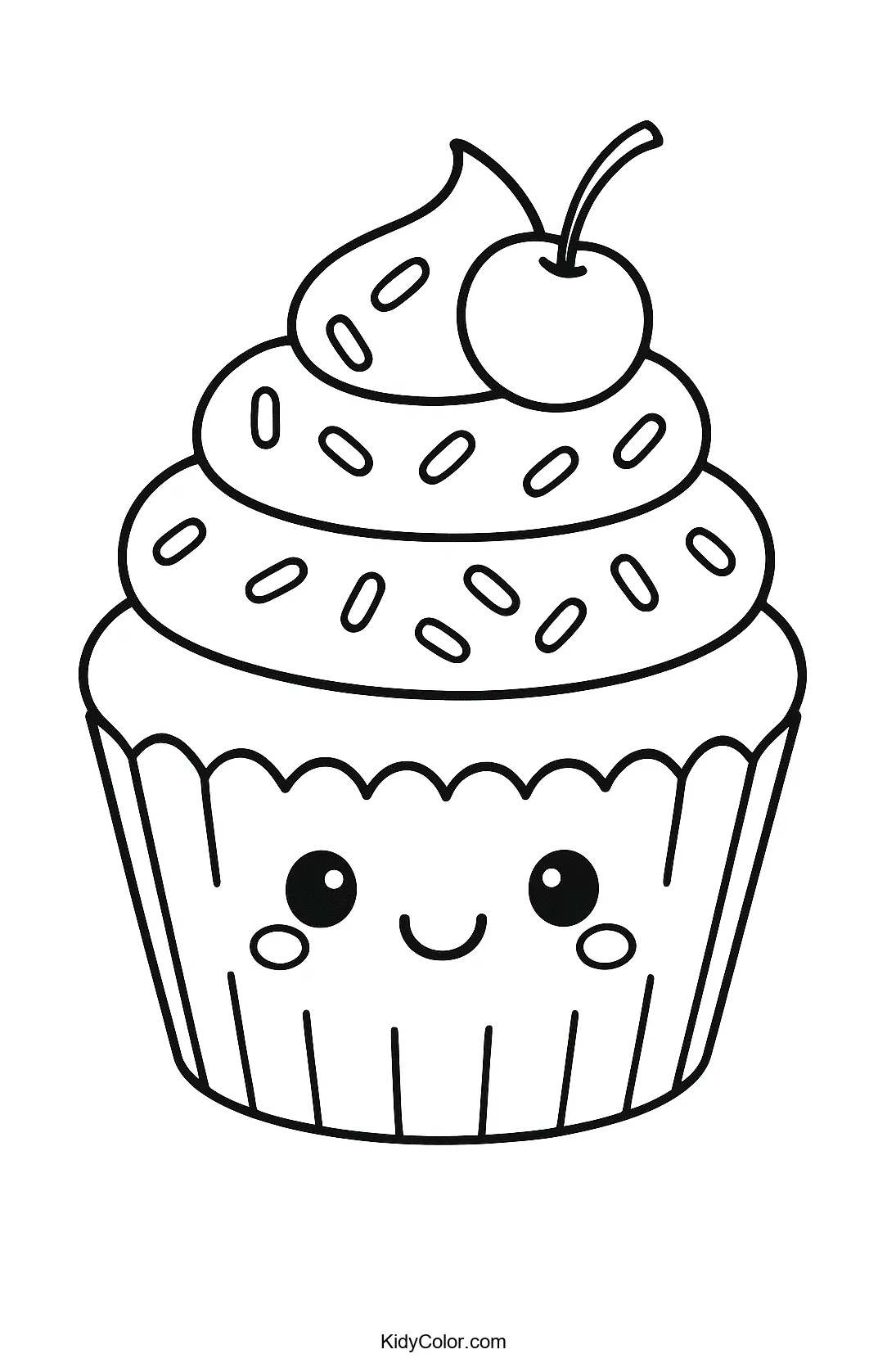 Smiling cupcake with a cherry on top