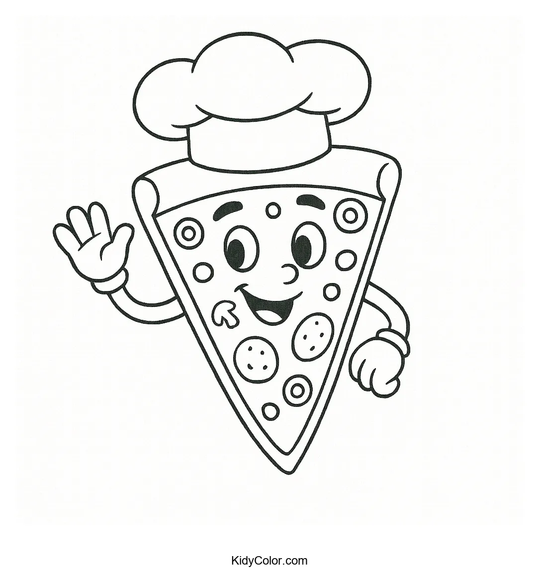 Cheerful pizza chef character for coloring