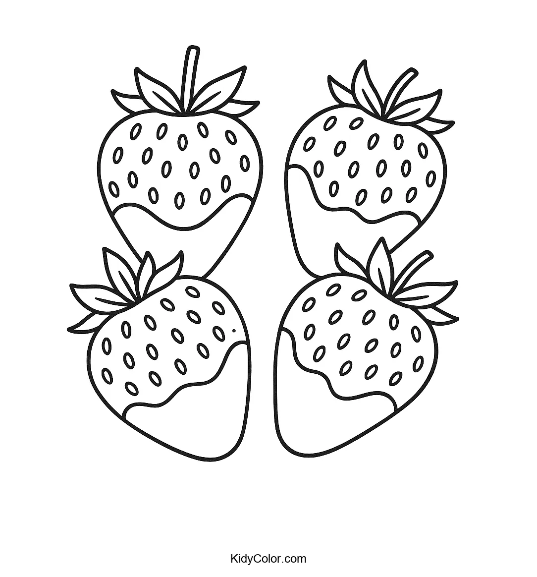 Coloring page of a chocolate-dipped strawberry