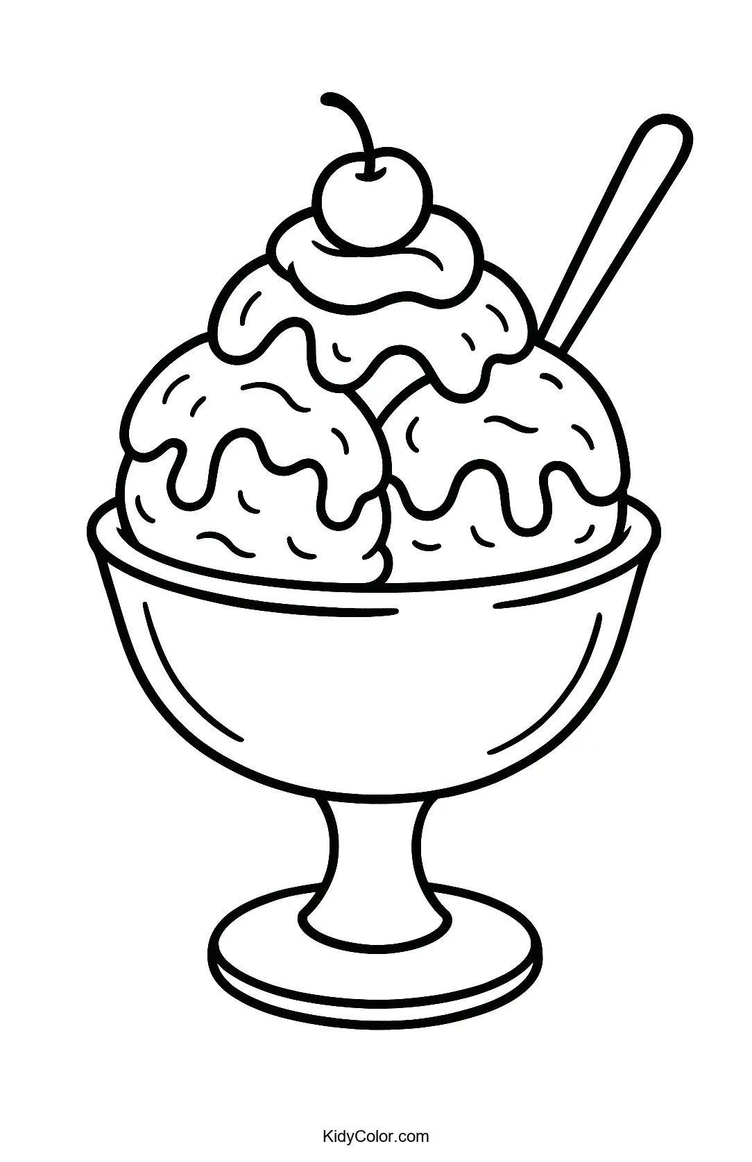 Ice cream sundae coloring page