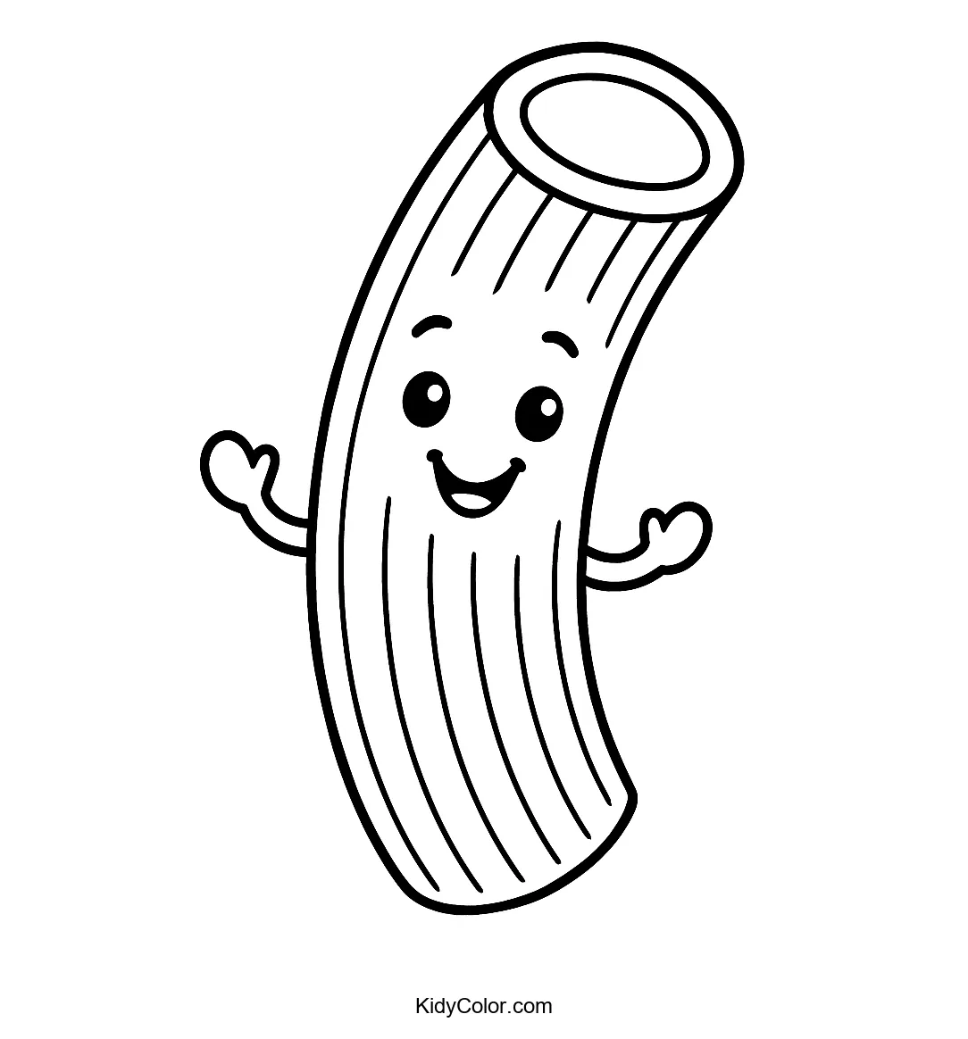 Curvy pasta character outline for coloring.