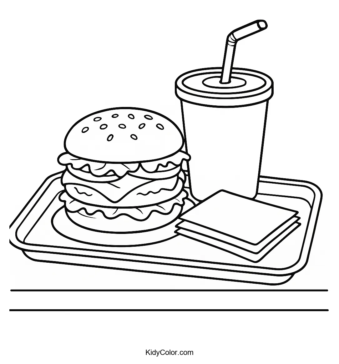 Fast food burger meal with fries and drink on a tray
