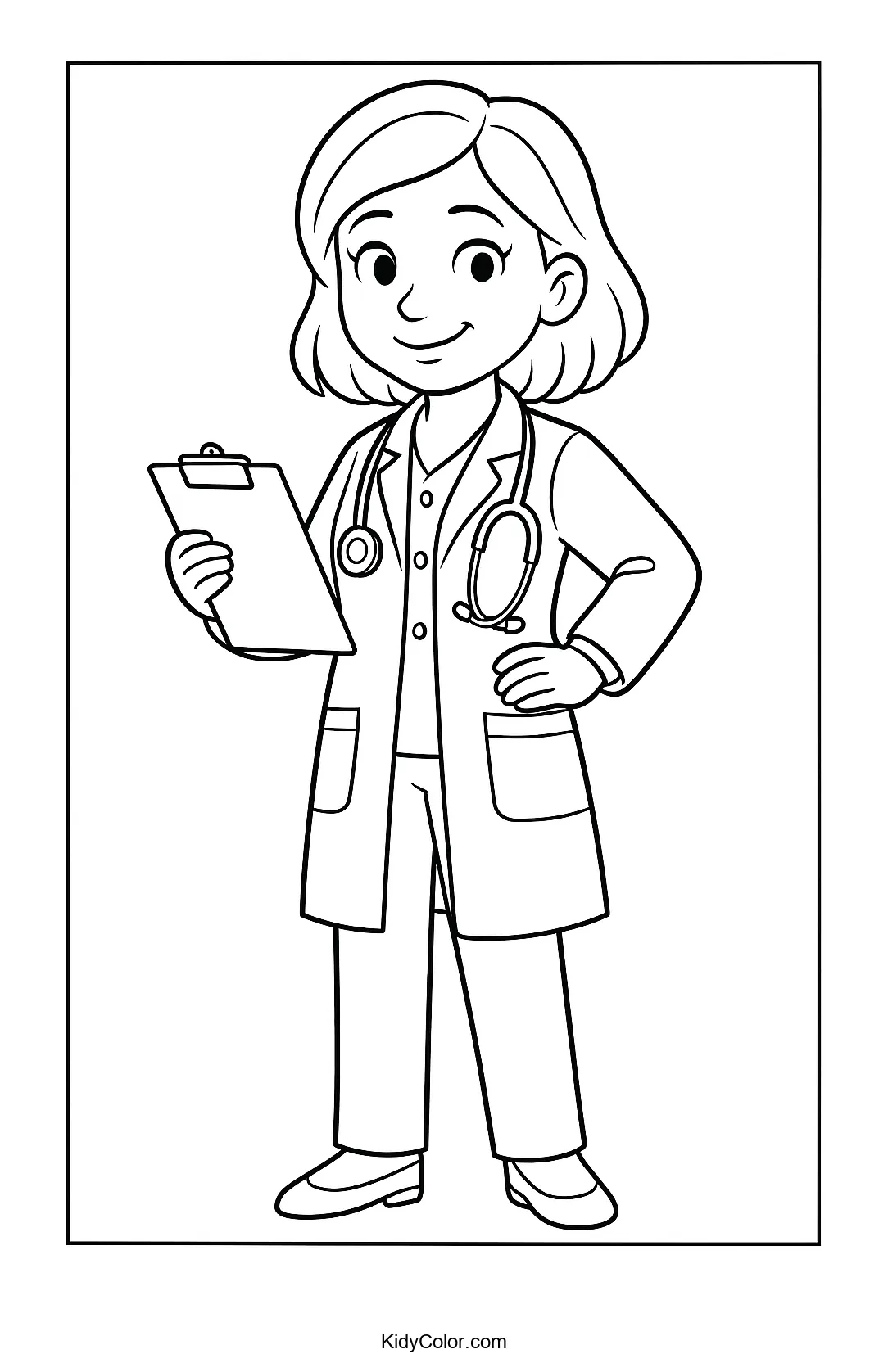 Cartoon image of a friendly doctor in a lab coat