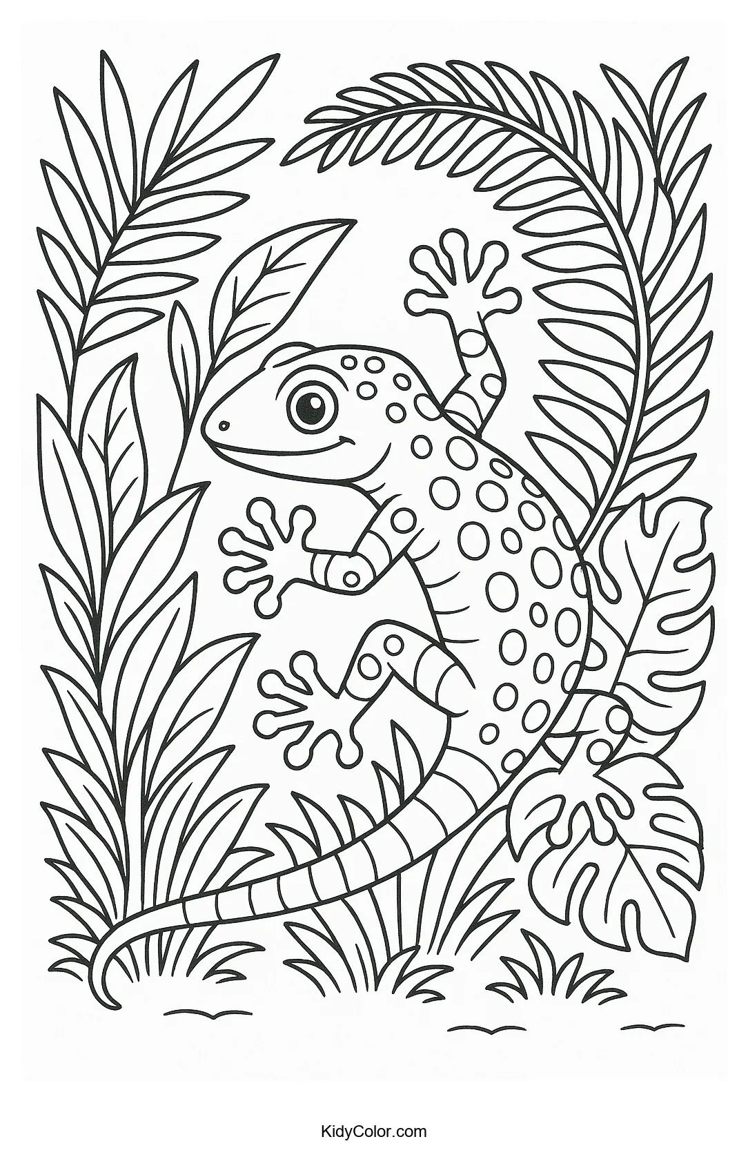 Gecko among tropical foliage