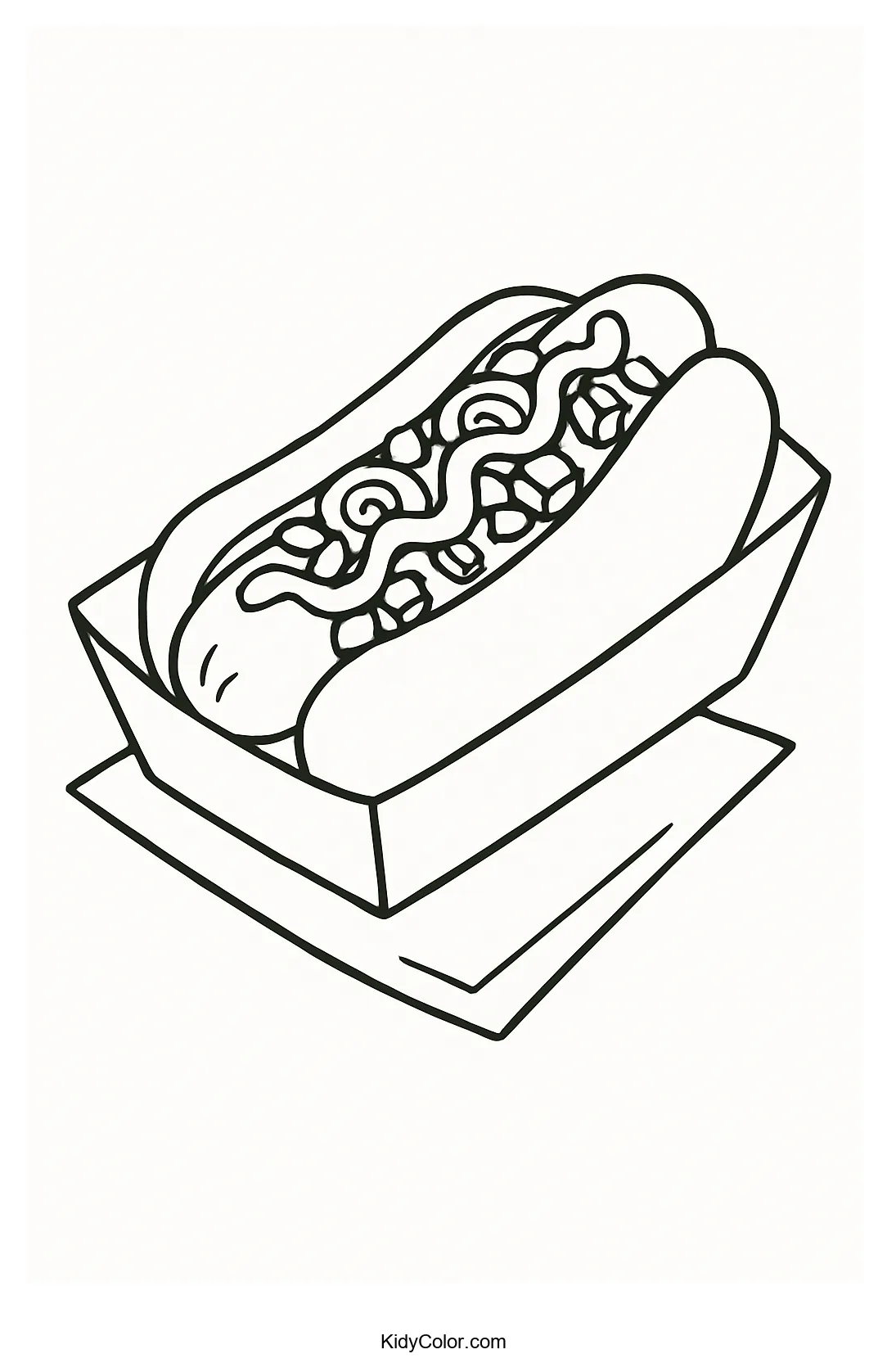 Hot dog in paper tray coloring page