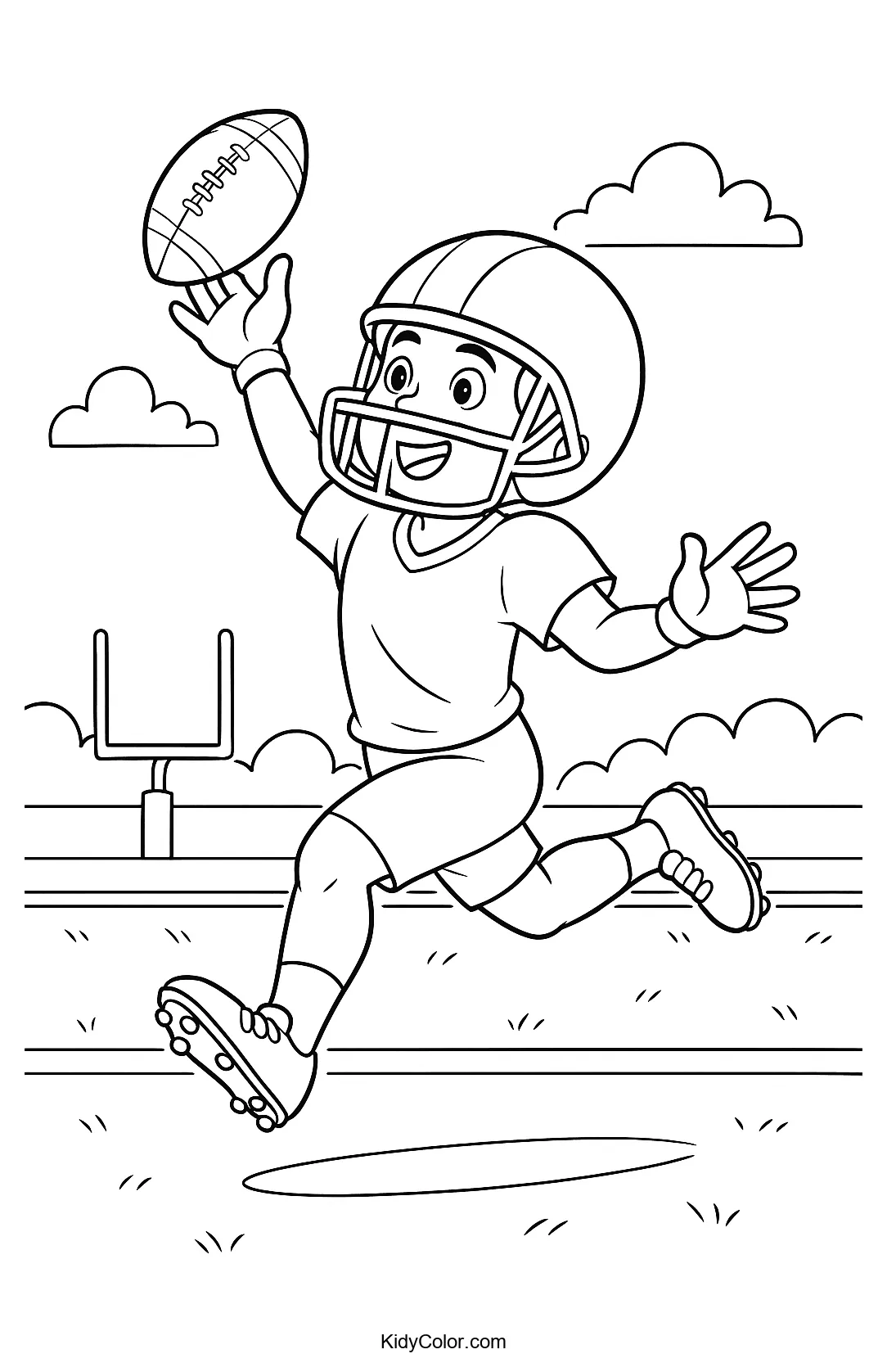 Football player leaping for a touchdown