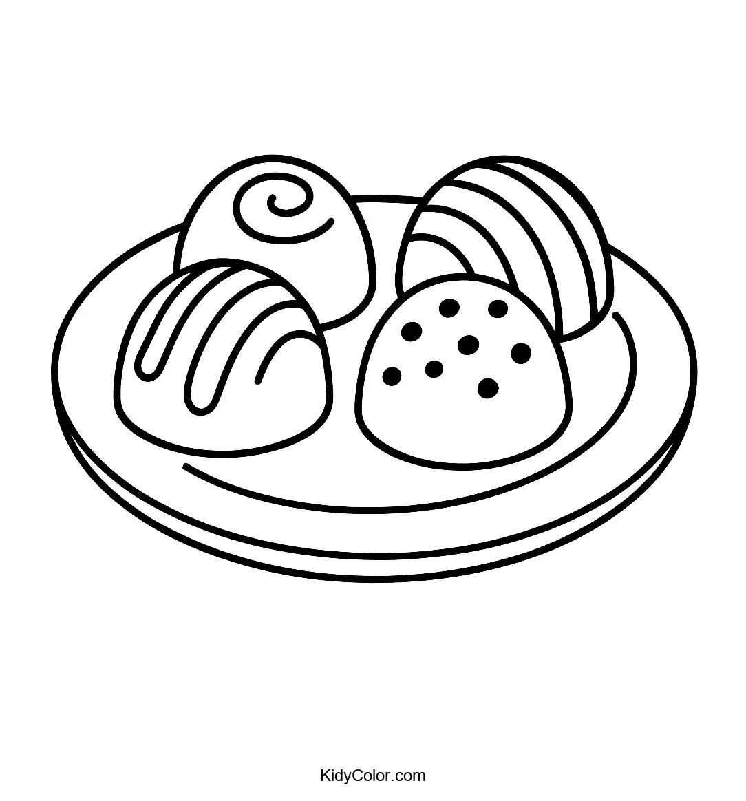 Line art of chocolate truffles for coloring