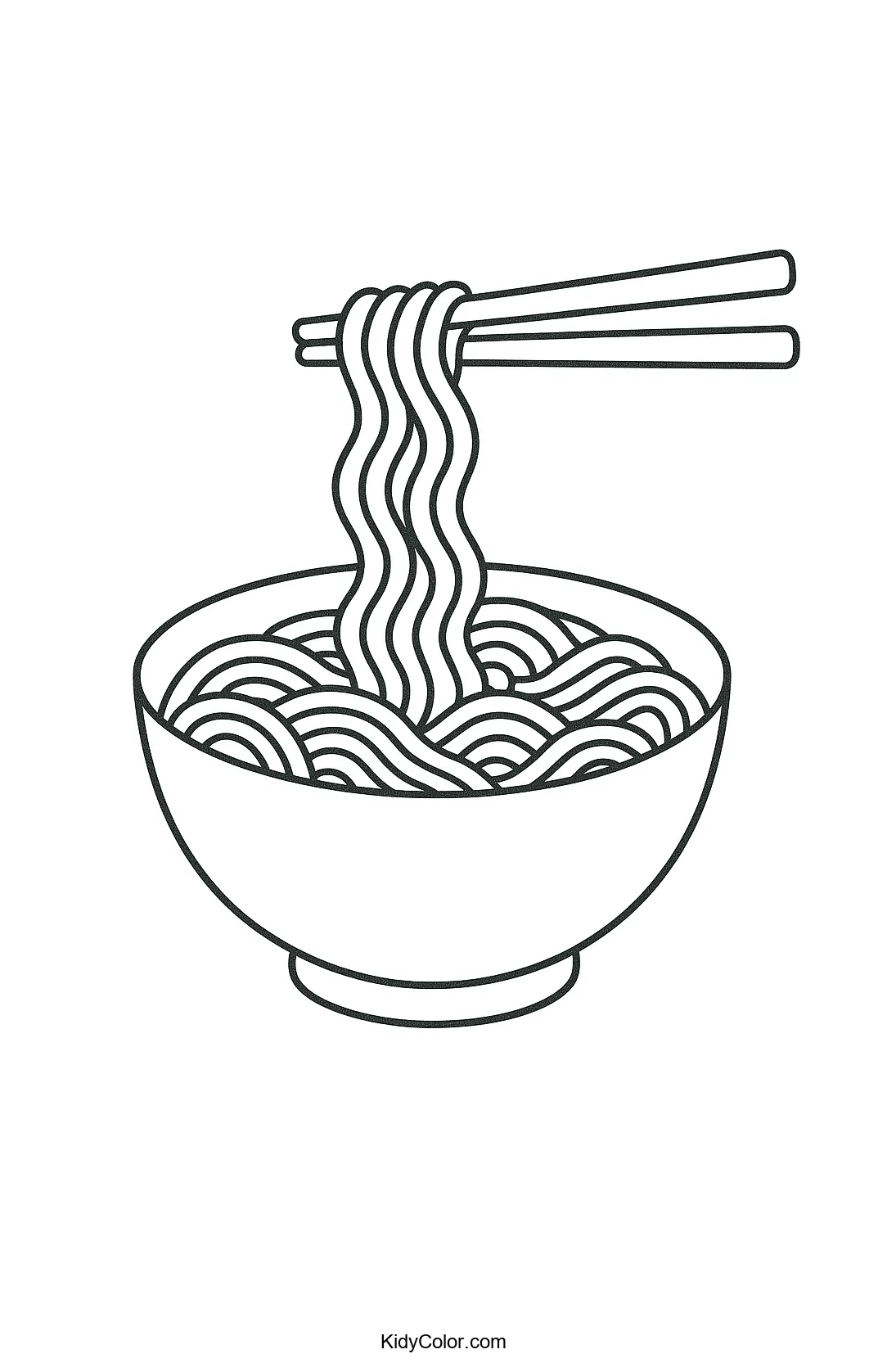 Minimalist drawing of ramen and chopsticks for coloring