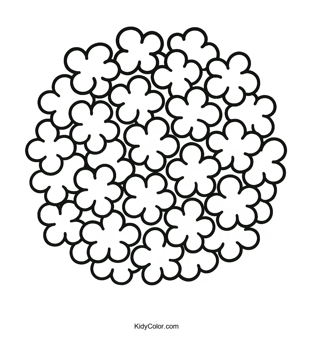 Black and white drawing of a popcorn cluster.