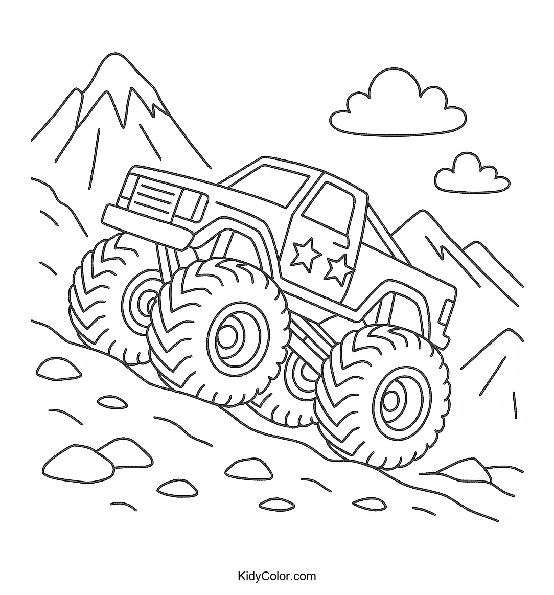 Monster Truck climbing rocky terrain