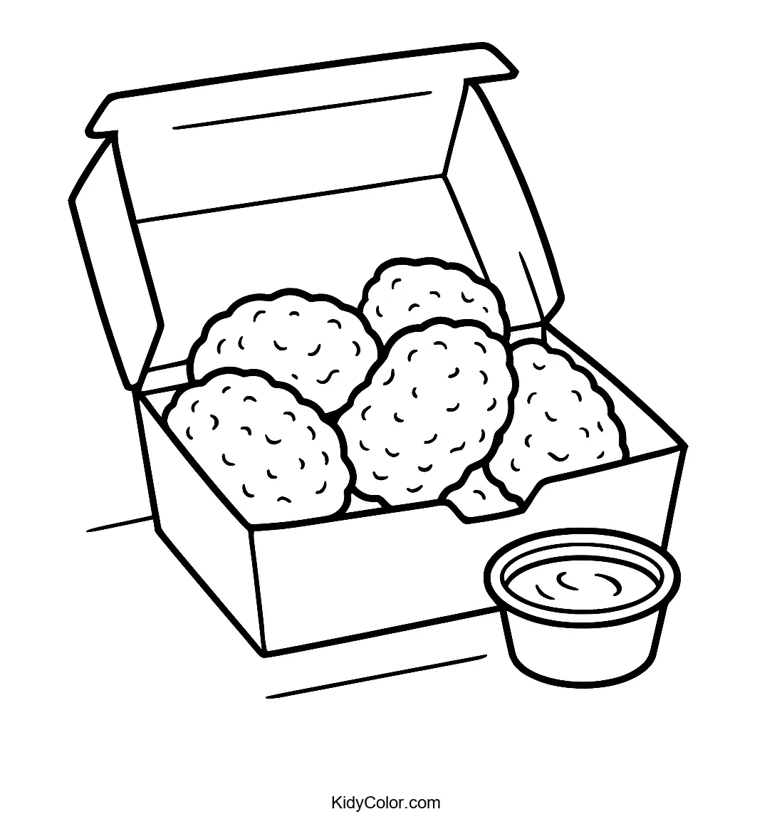 Open box of chicken nuggets illustration.