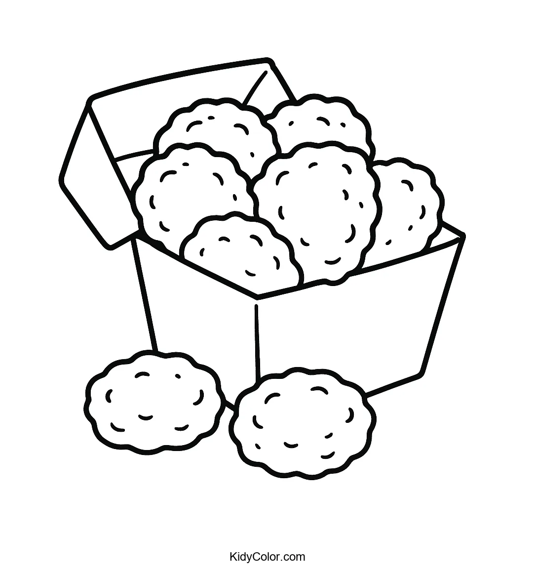 Overflowing box of chicken nuggets for coloring