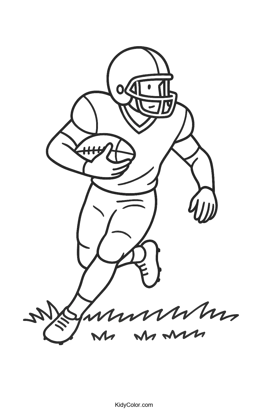 Running back in mid-action on a football field