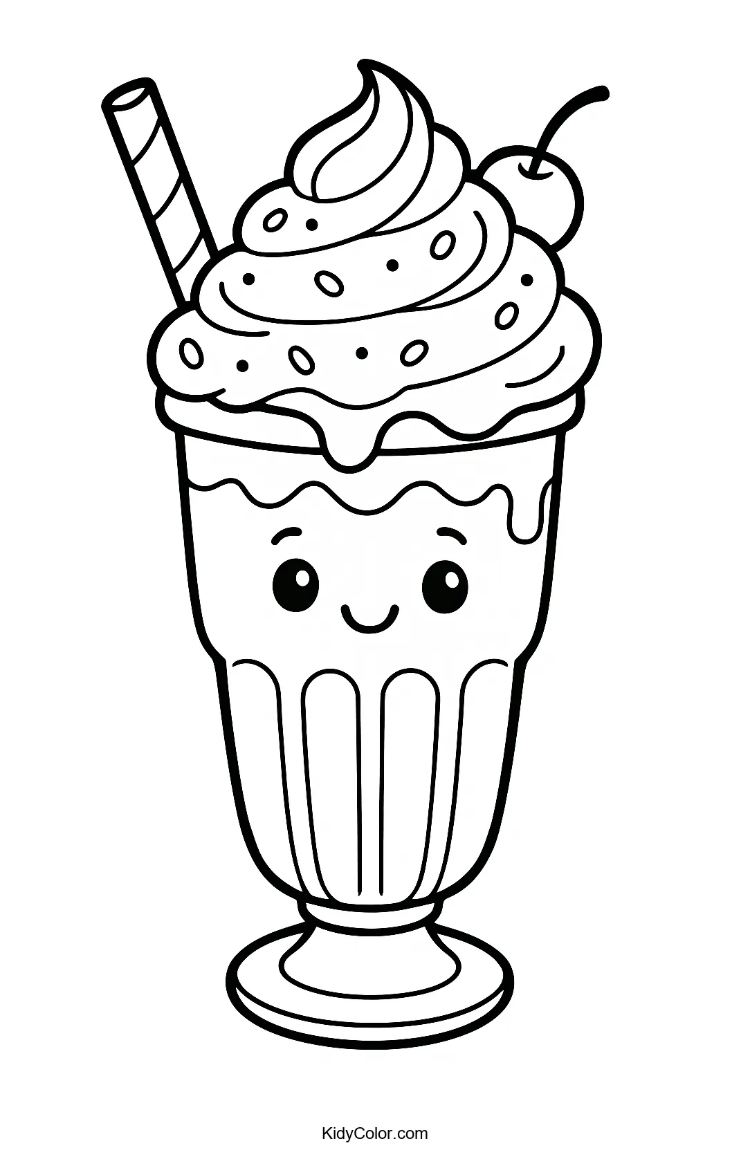 Smiling milkshake with whipped cream