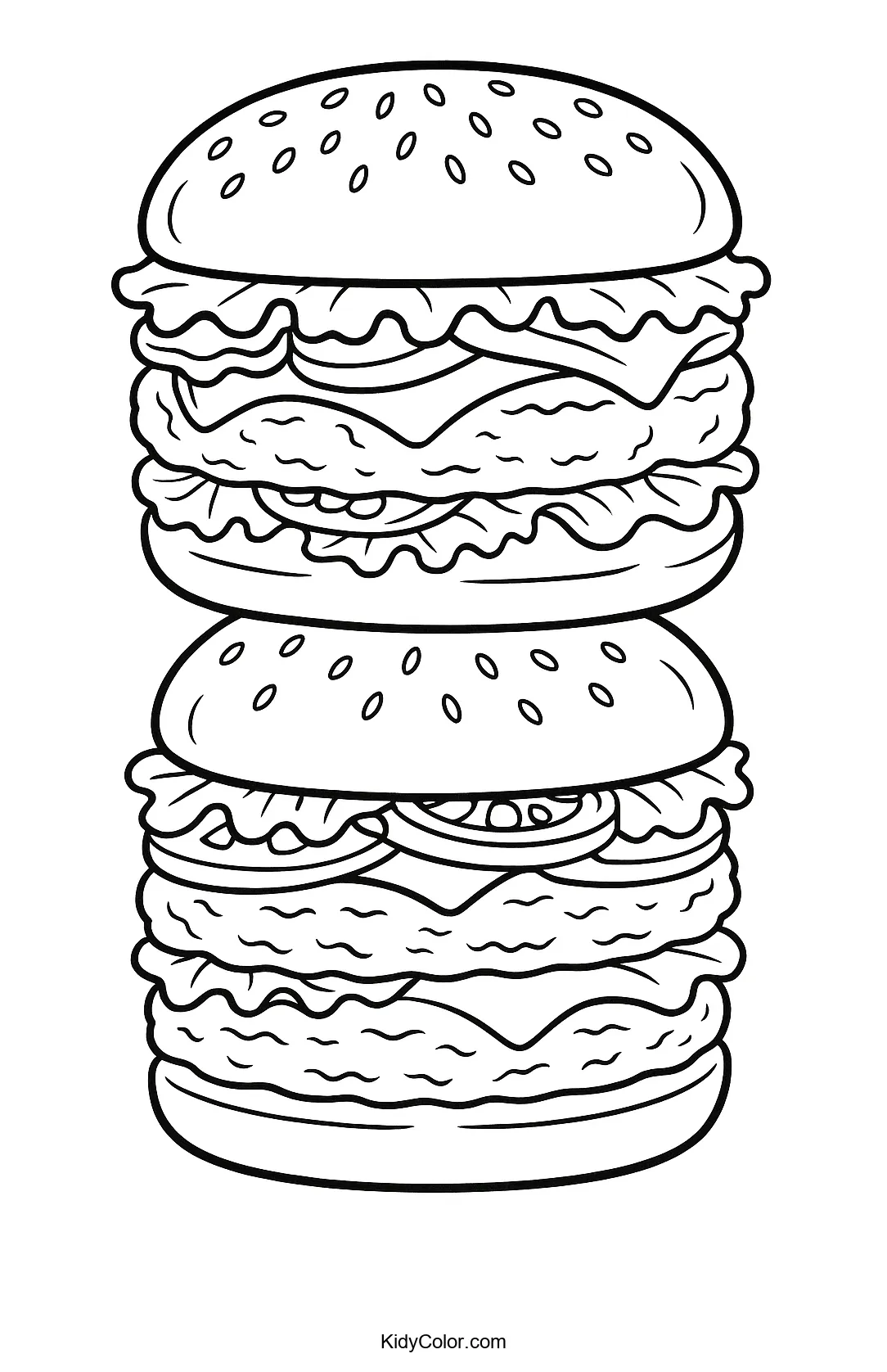Line drawing of a stacked hamburger