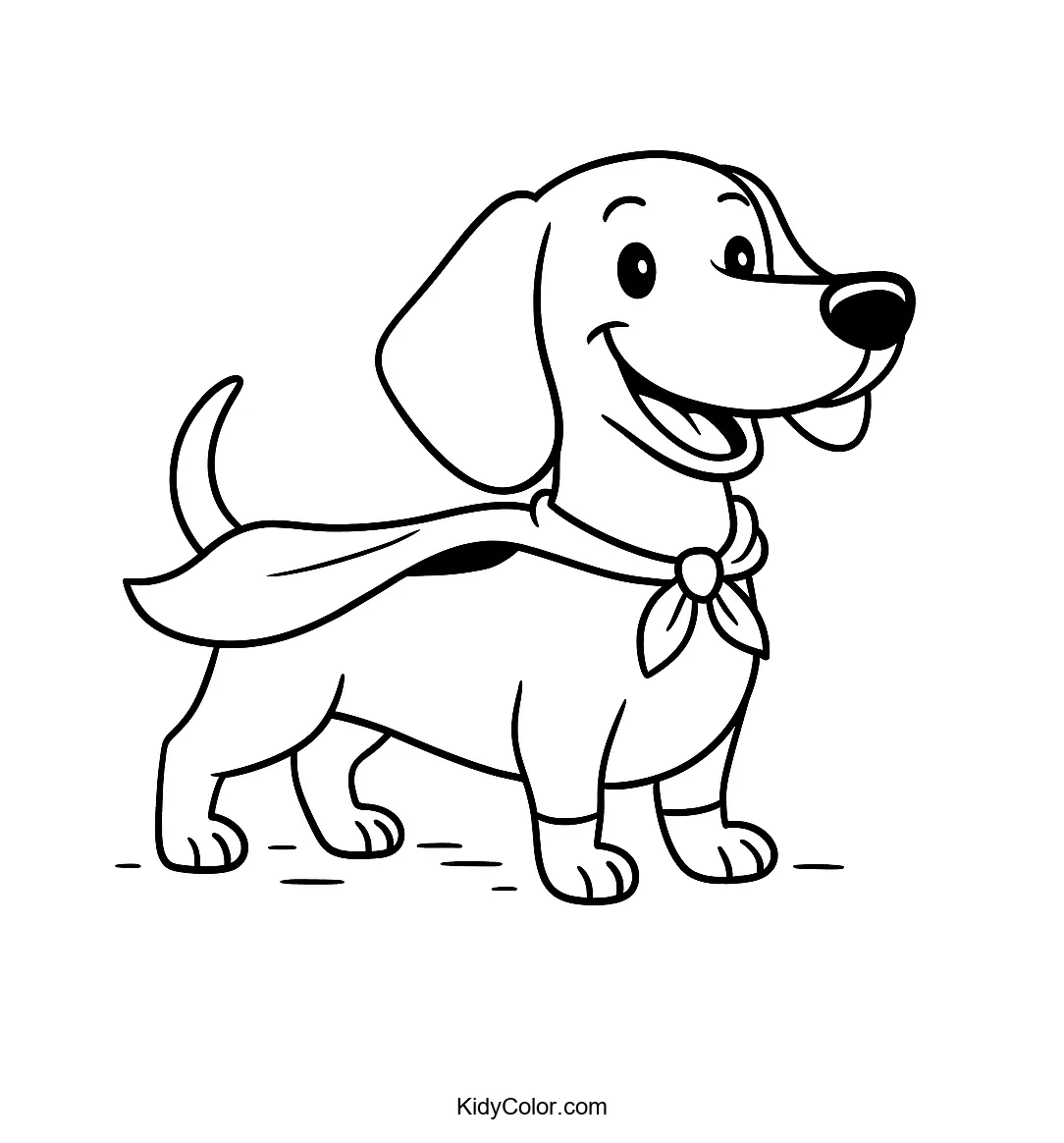 Dachshund dressed as a superhero with a cape