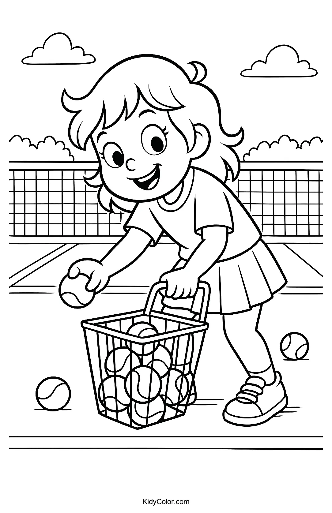 Kids playing tennis on a sunny day