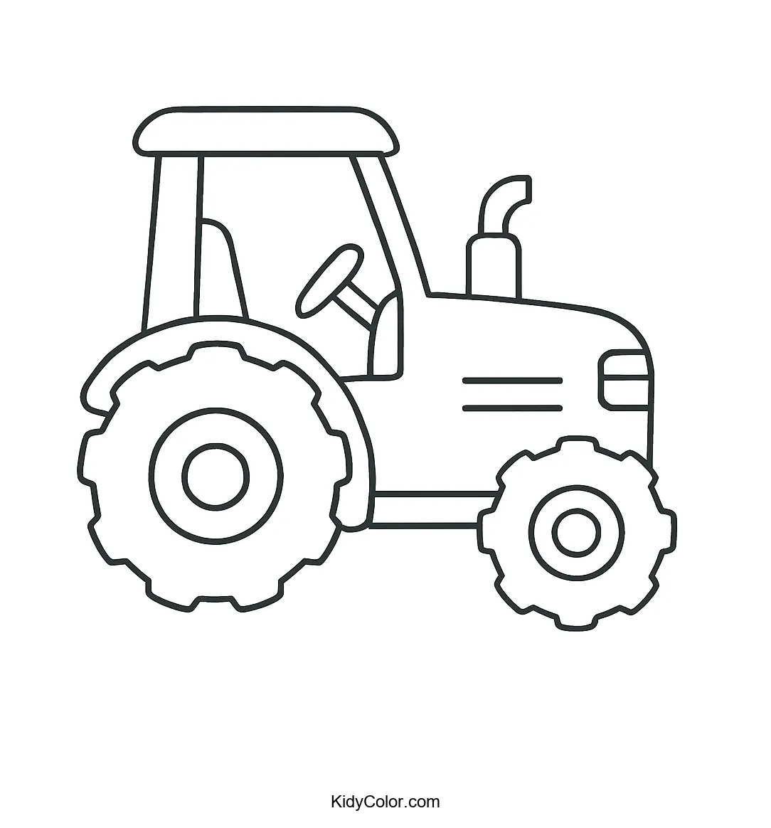 Line drawing of a toy tractor for coloring