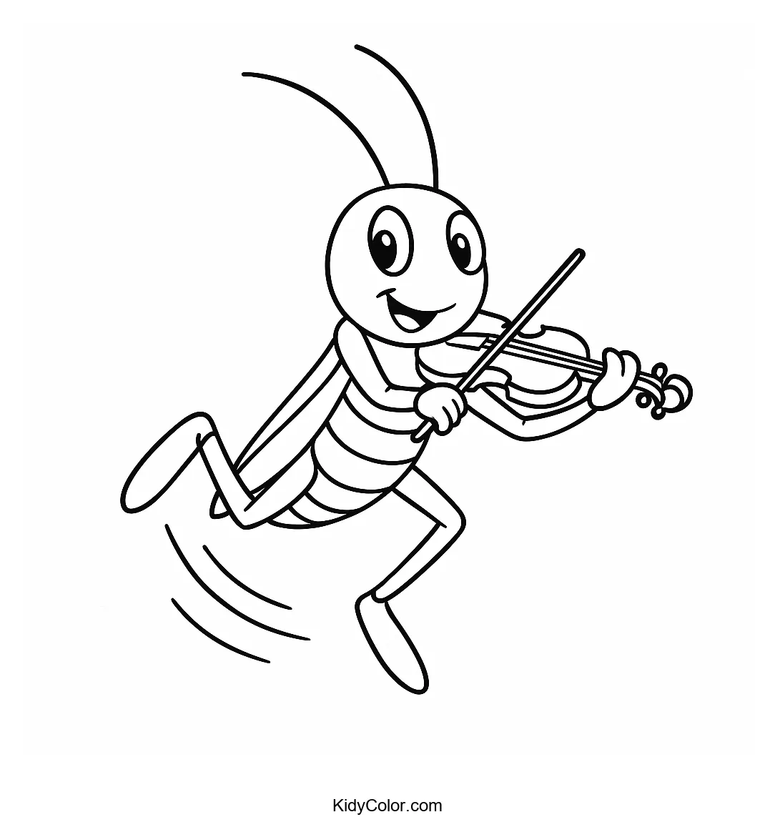 Grasshopper playing a violin in the air