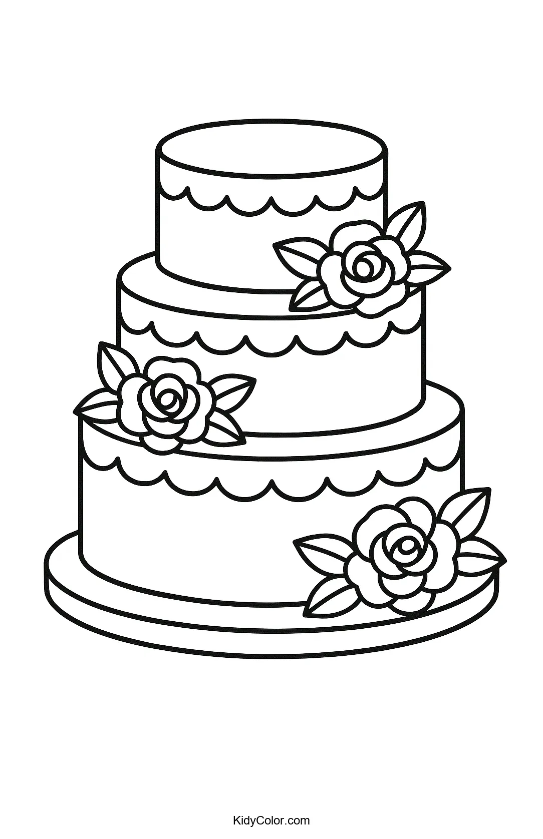 Wedding cake line art for coloring