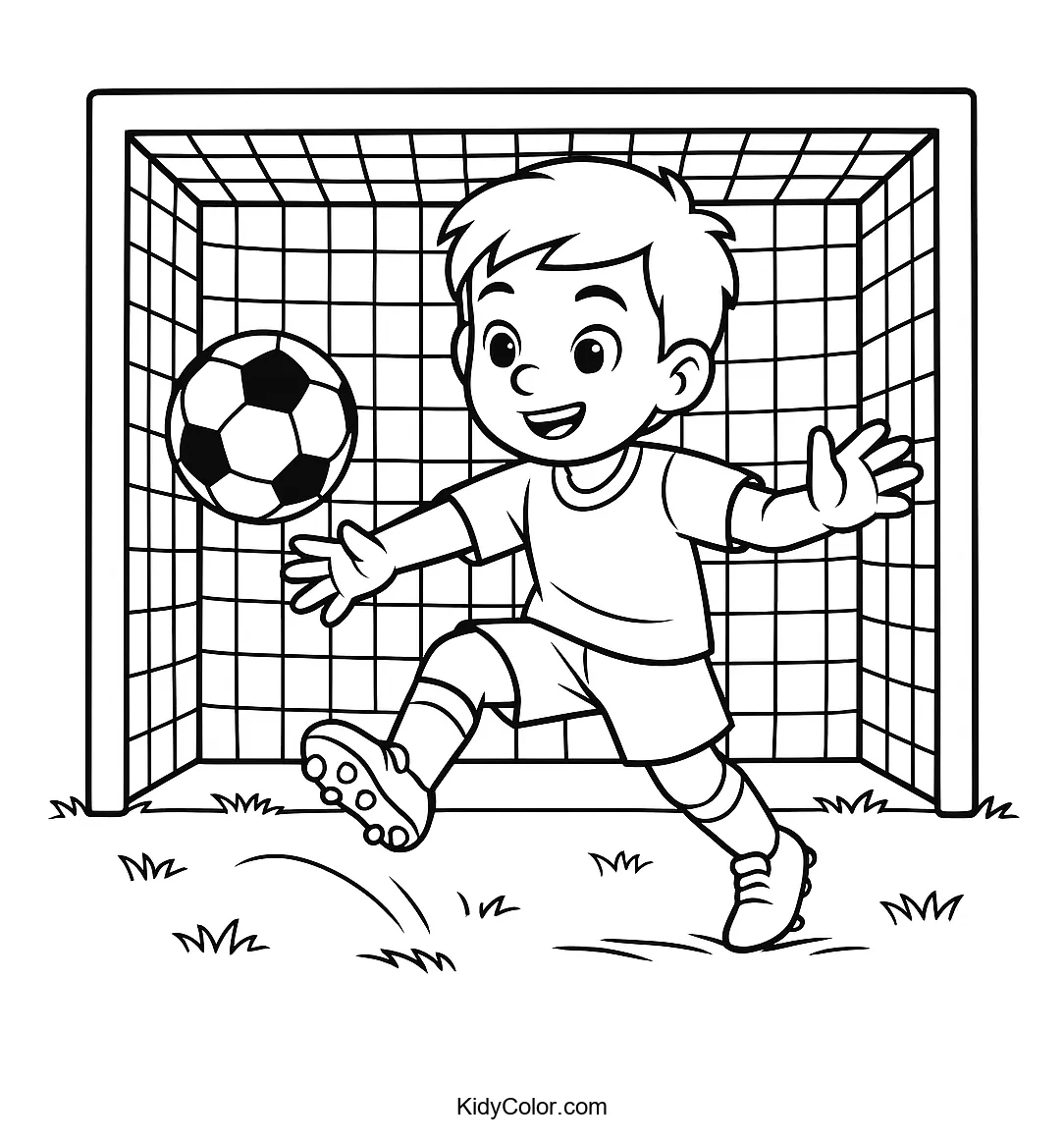 Young footballer defending the goal line