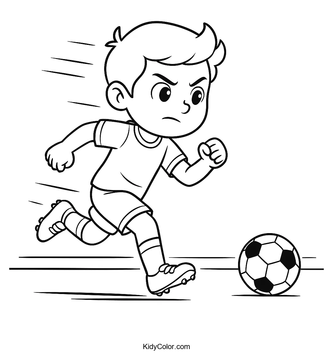 Young soccer player kicking a soccer ball