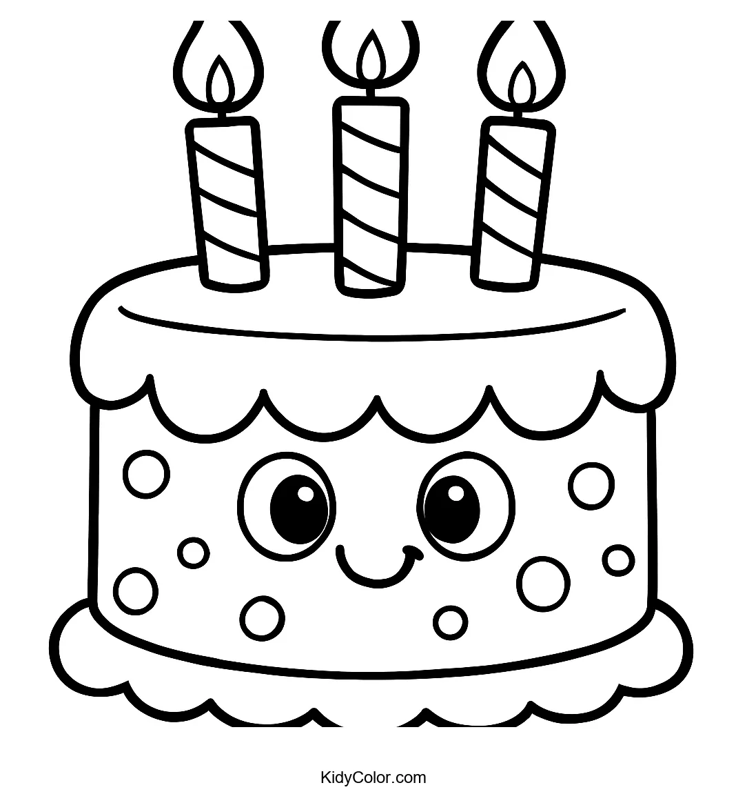 Cartoon birthday cake with candles