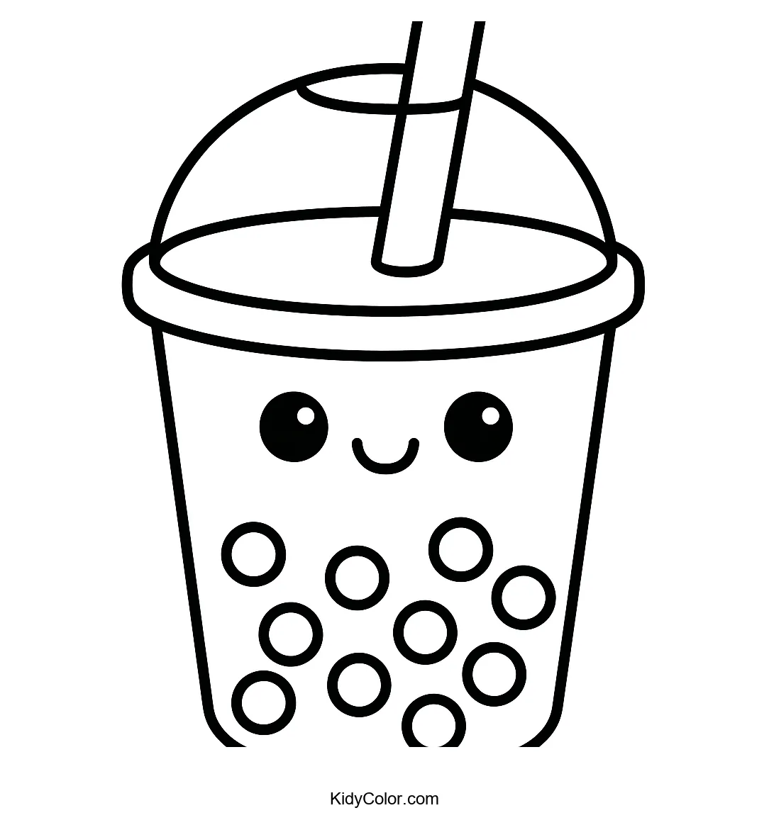 Cartoon bubble tea cup with pearls