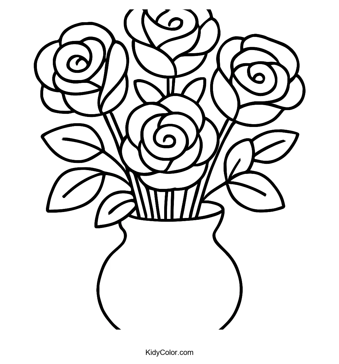 Cartoon roses in a vase