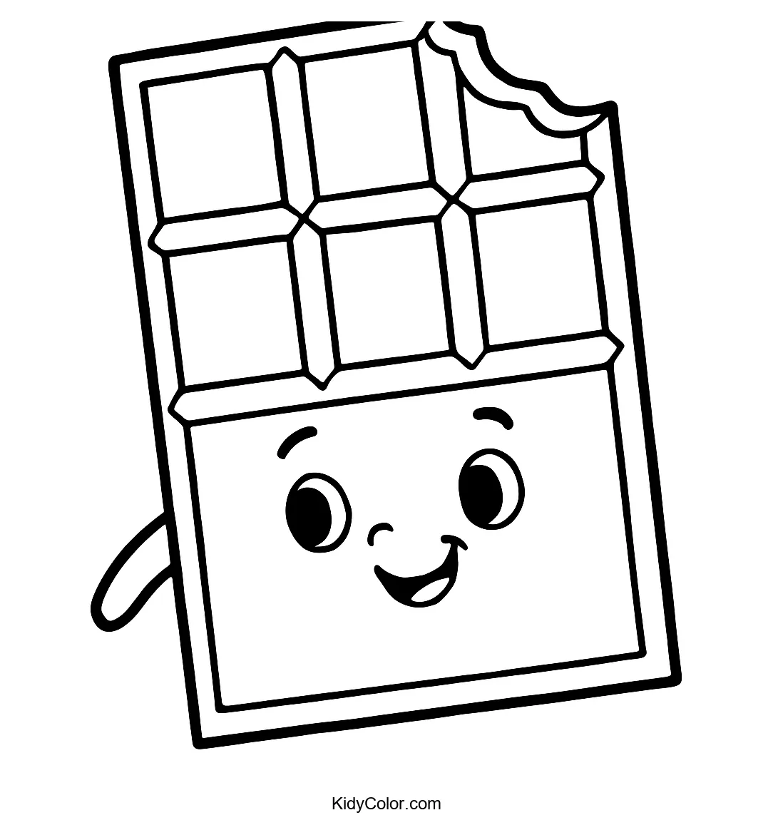 Cartoon chocolate bar broken into squares