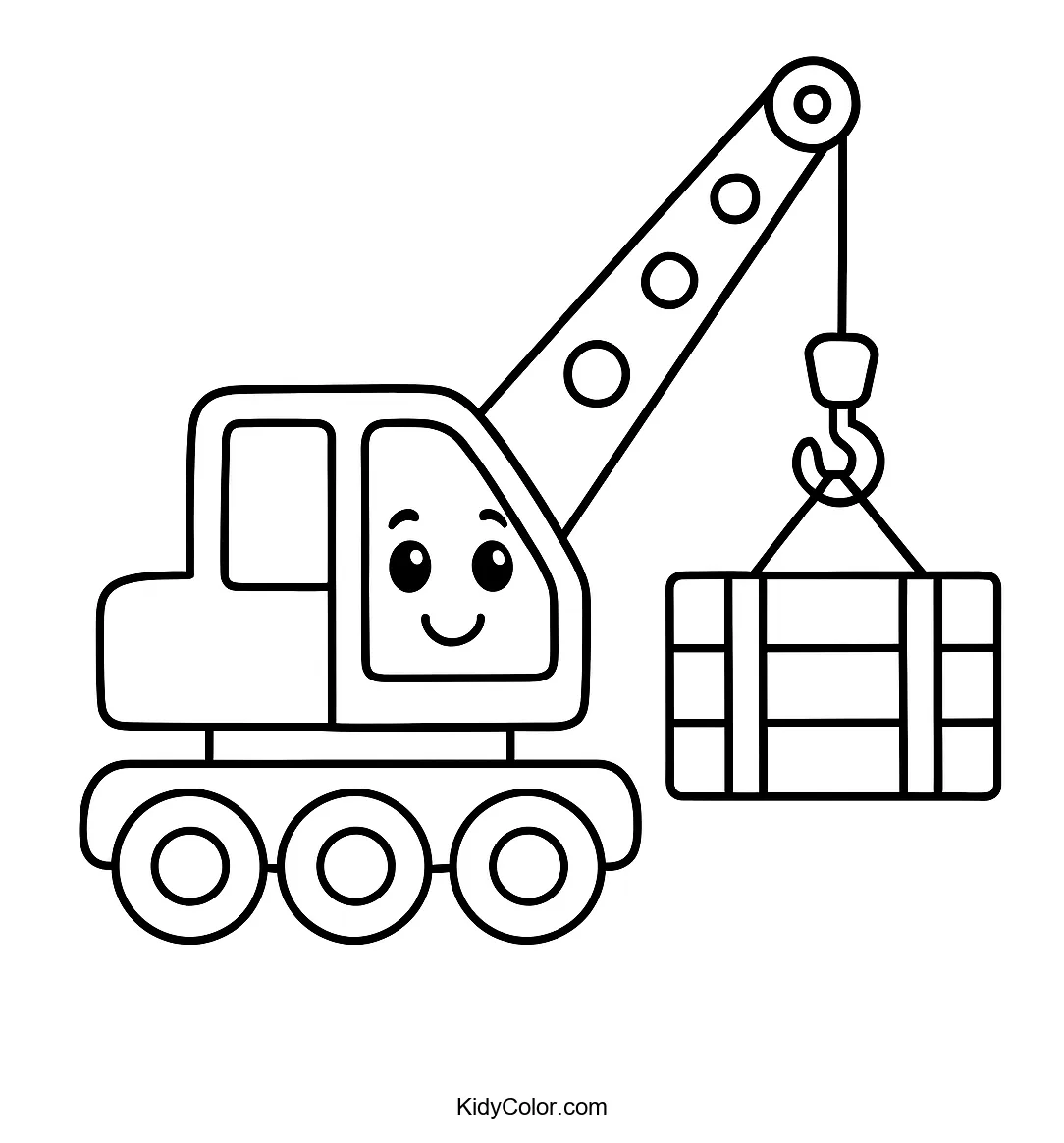 Cartoon crane lifting a heavy load