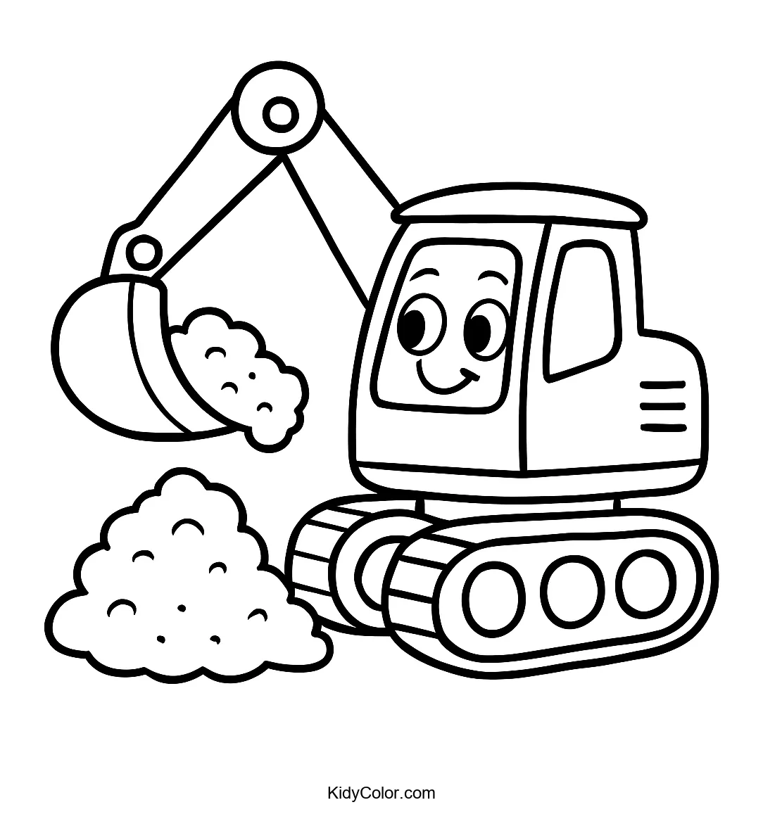 Cartoon digger scooping up dirt