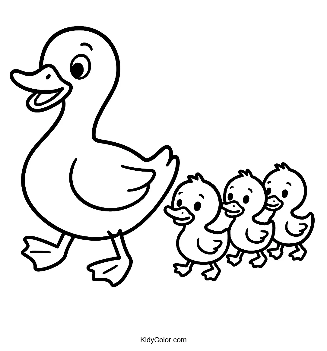 Cartoon duck and ducklings illustration
