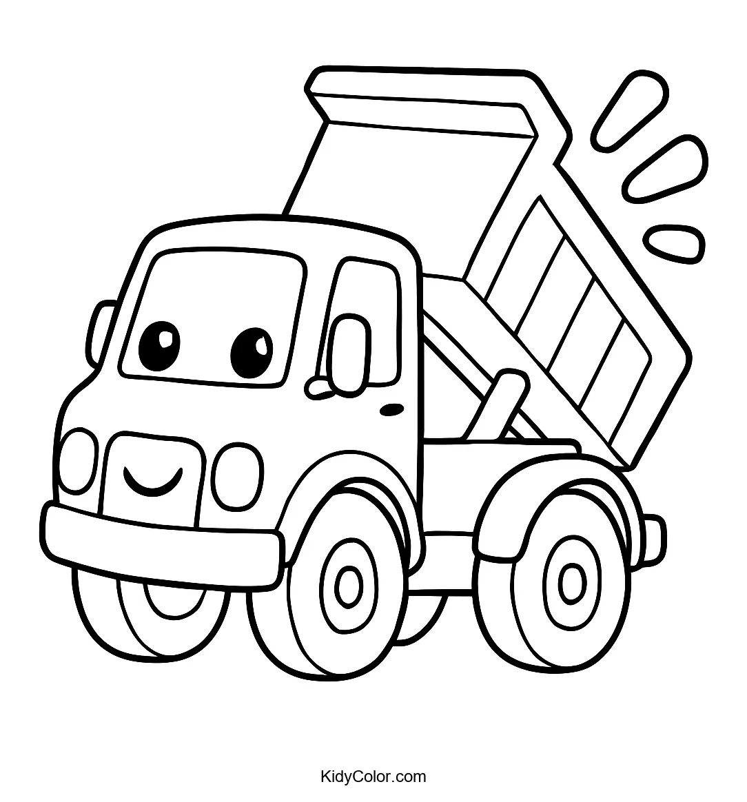 Cartoon dump truck tipping its load