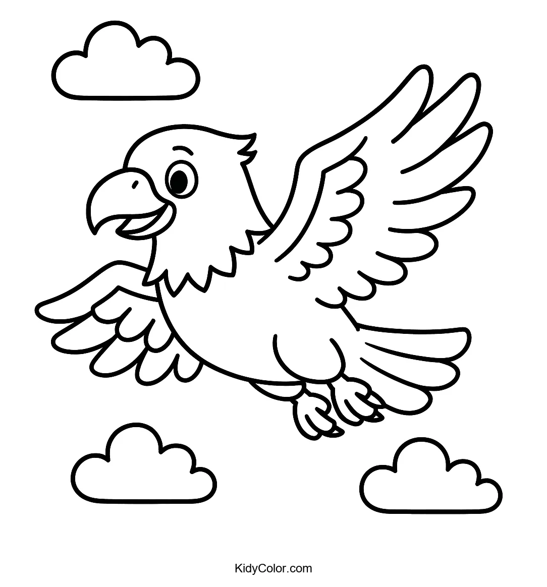 A Cartoon Eagle Soaring Through The Sky