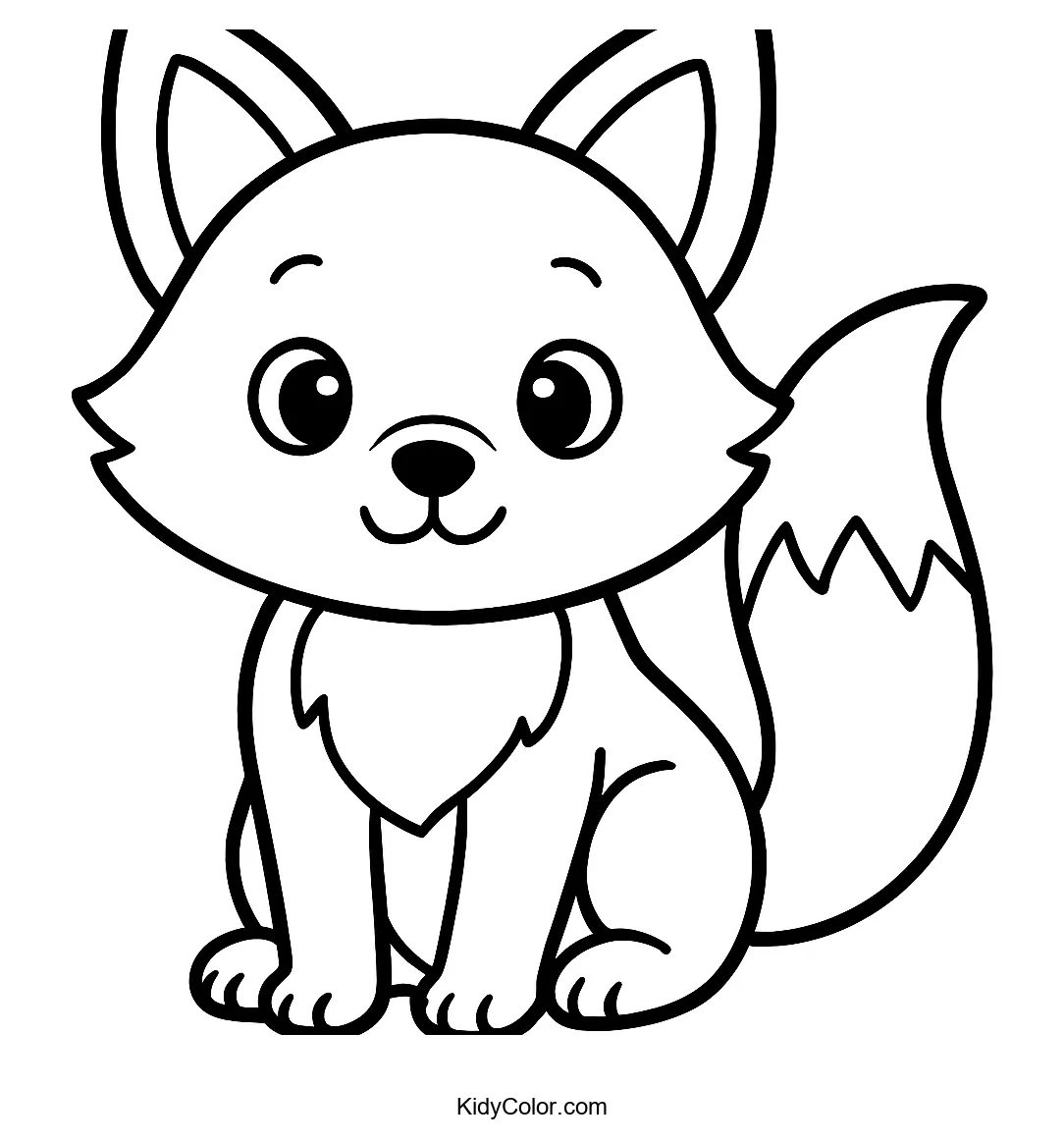 Cartoon fox with fluffy tail