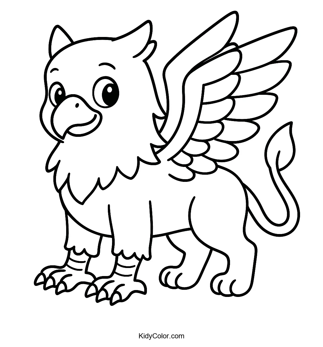 Cartoon griffin with eagle wings and lion body