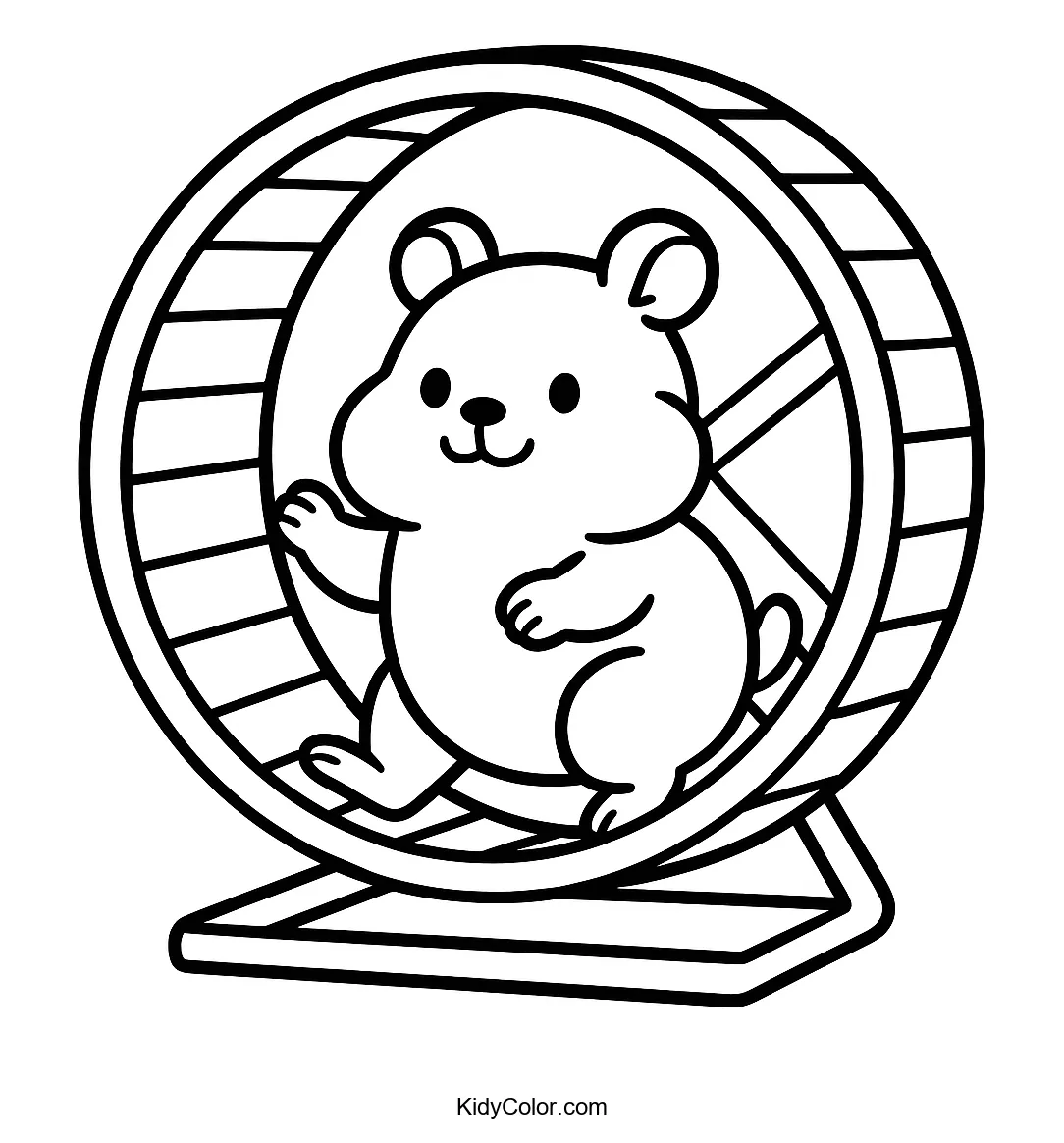 Cartoon hamster in a wheel
