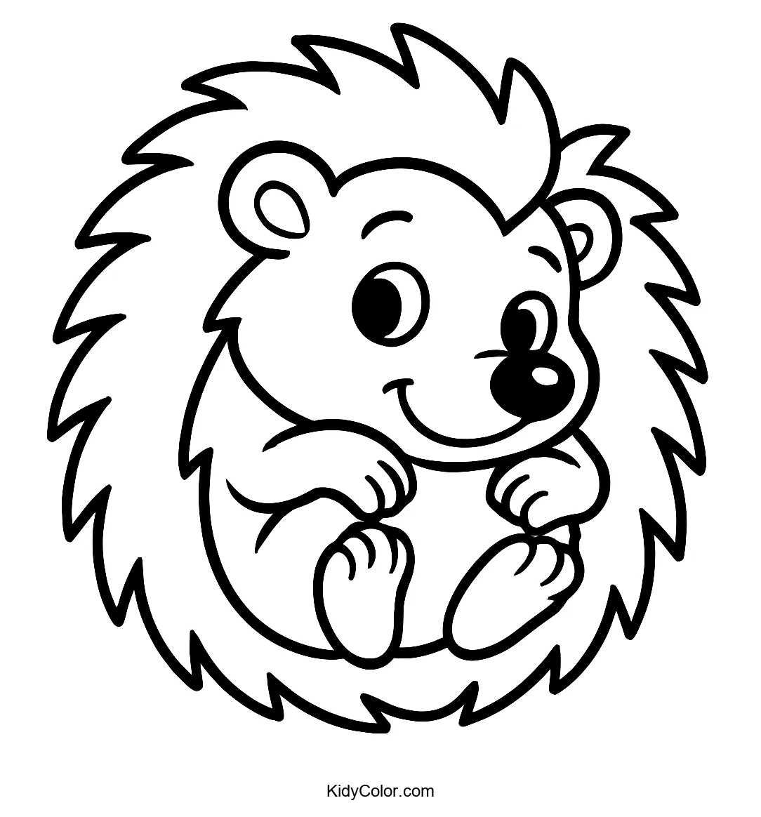 Cartoon hedgehog curled in a ball