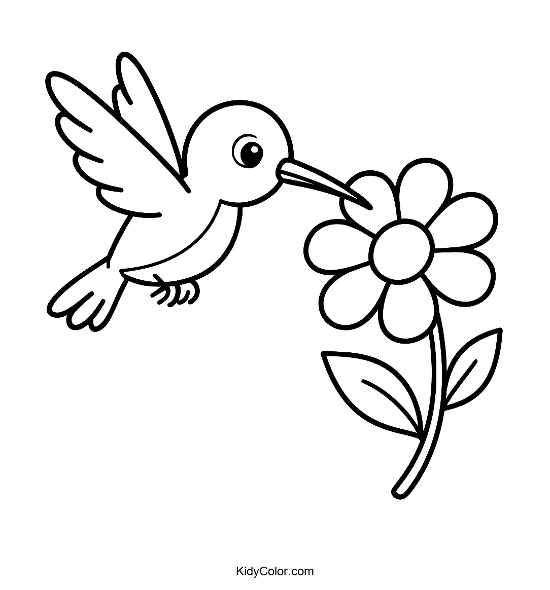 A Cartoon Hummingbird Hovering Near A Flower