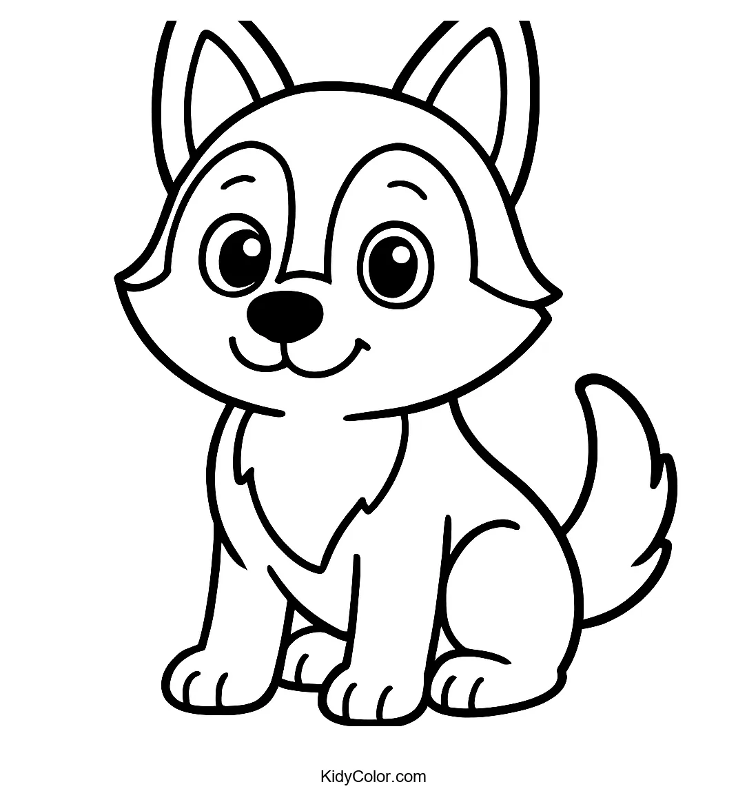 Cartoon husky dog with bright eyes