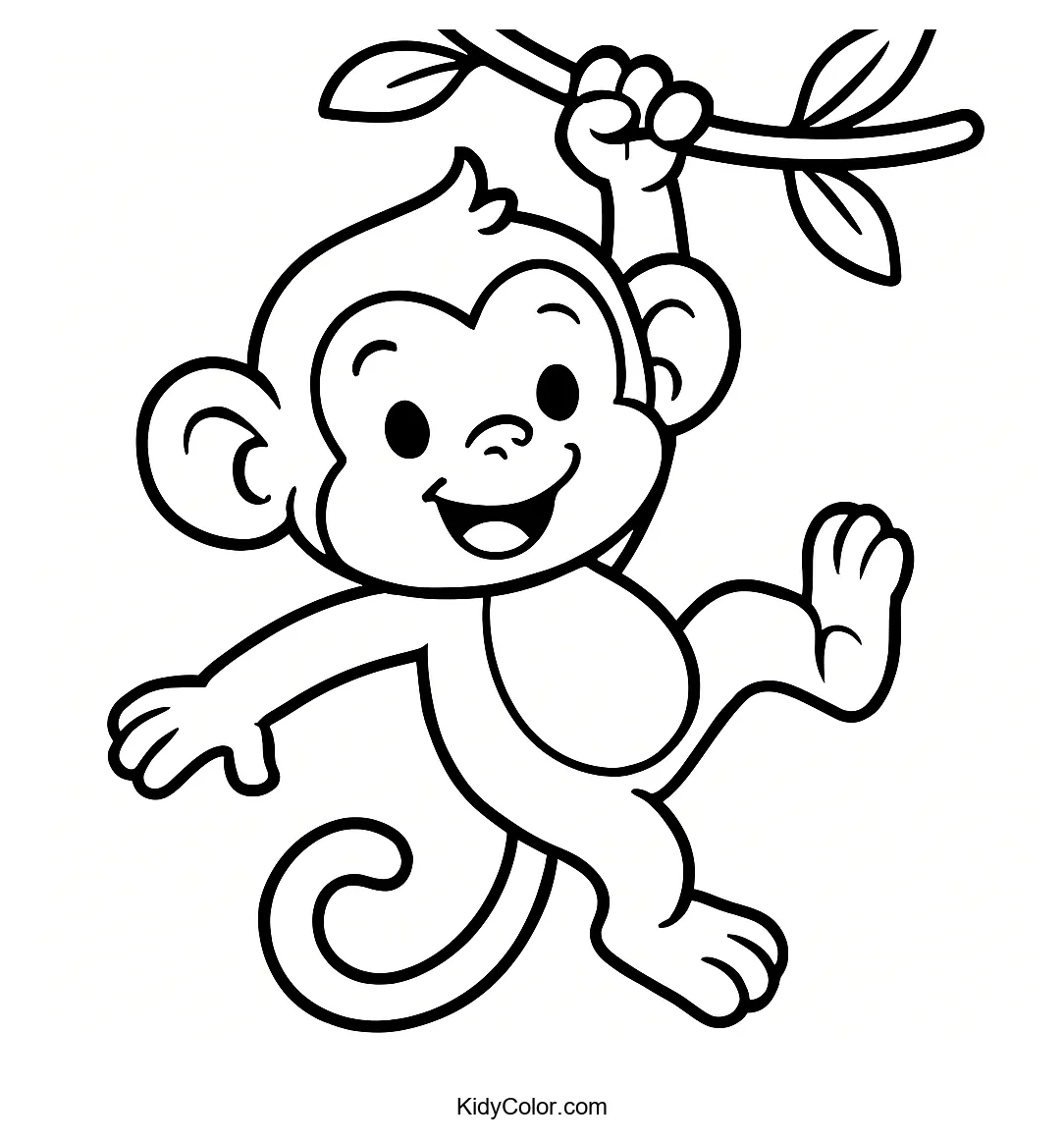 Monkey swinging from a vine