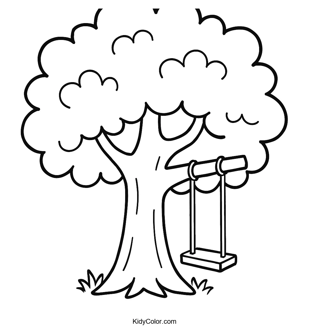 Cartoon oak tree with swing