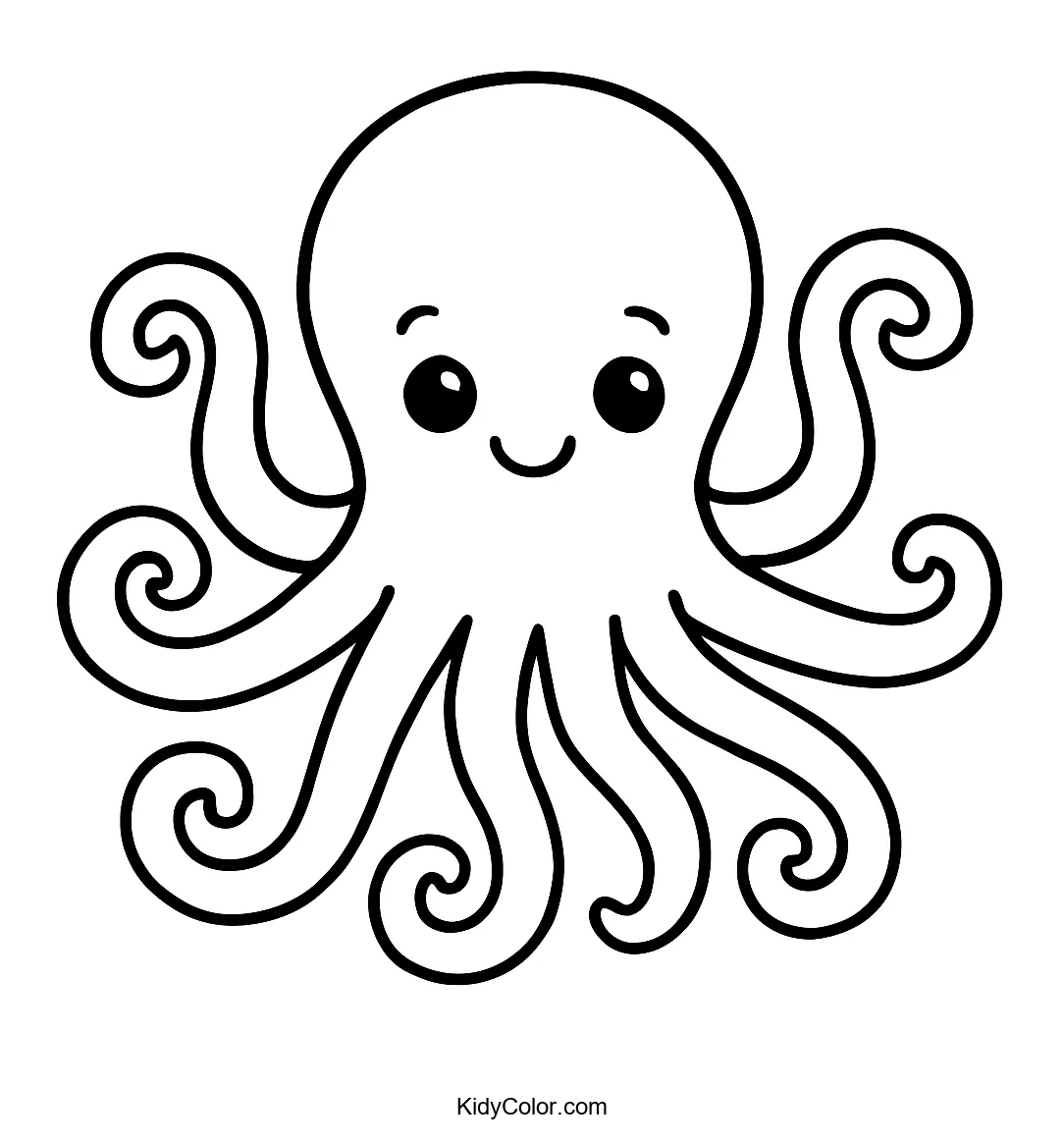 Cartoon octopus with curling tentacles