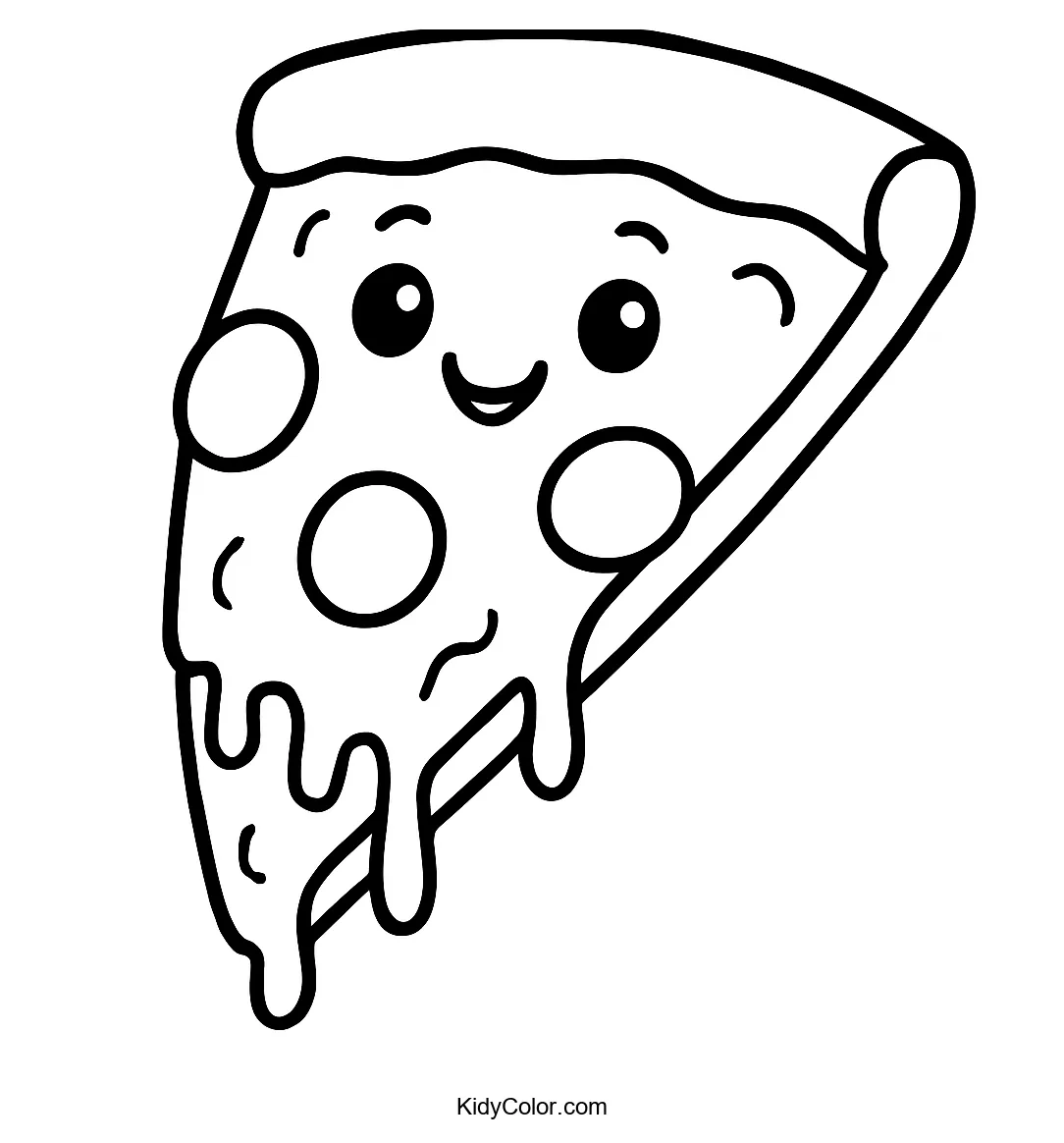 Cartoon pizza slice with melted cheese