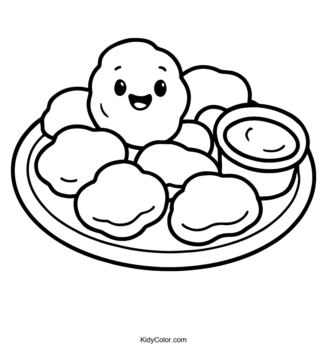 Cartoon plate of chicken nuggets